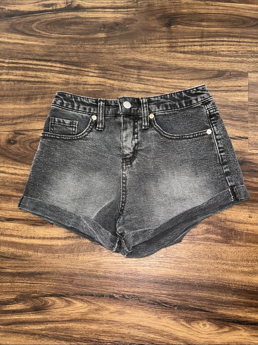 wild fable Black Faded High-Rise Denim Shorts